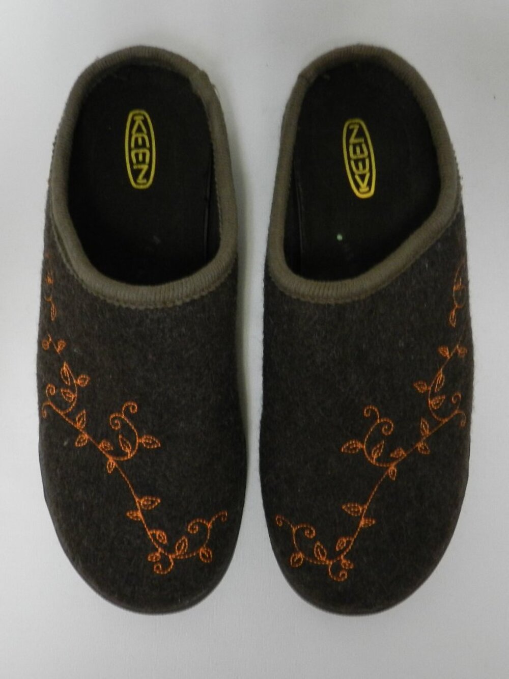 Keen Trillium Embroidered Wool Memory Foam mules slippers brown Size Sz 8.5